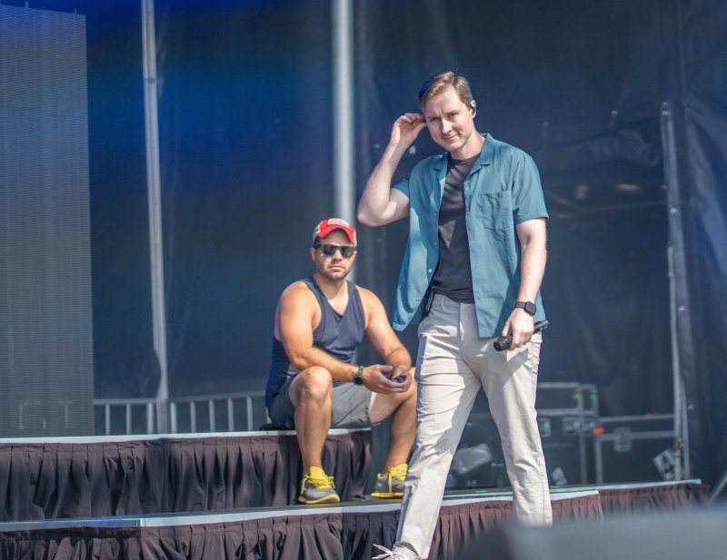 Luke Bob Robinson, SNC bass hits the stage for sound check.